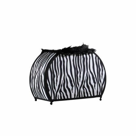 CLING 11.75 in. Zebra Animal Print Purse with Faux Handle Table Lamp, Black CL3116604